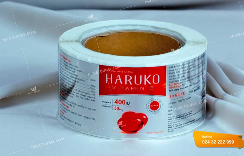 Mẫu decal cuộn dán thực phẩm chức năng Haruko