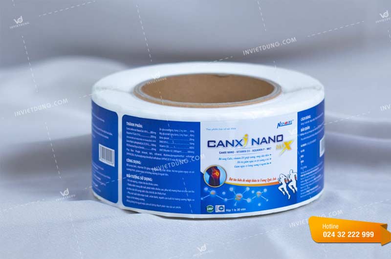 Mẫu decal dán thực phẩm chức năng Canxi Nano