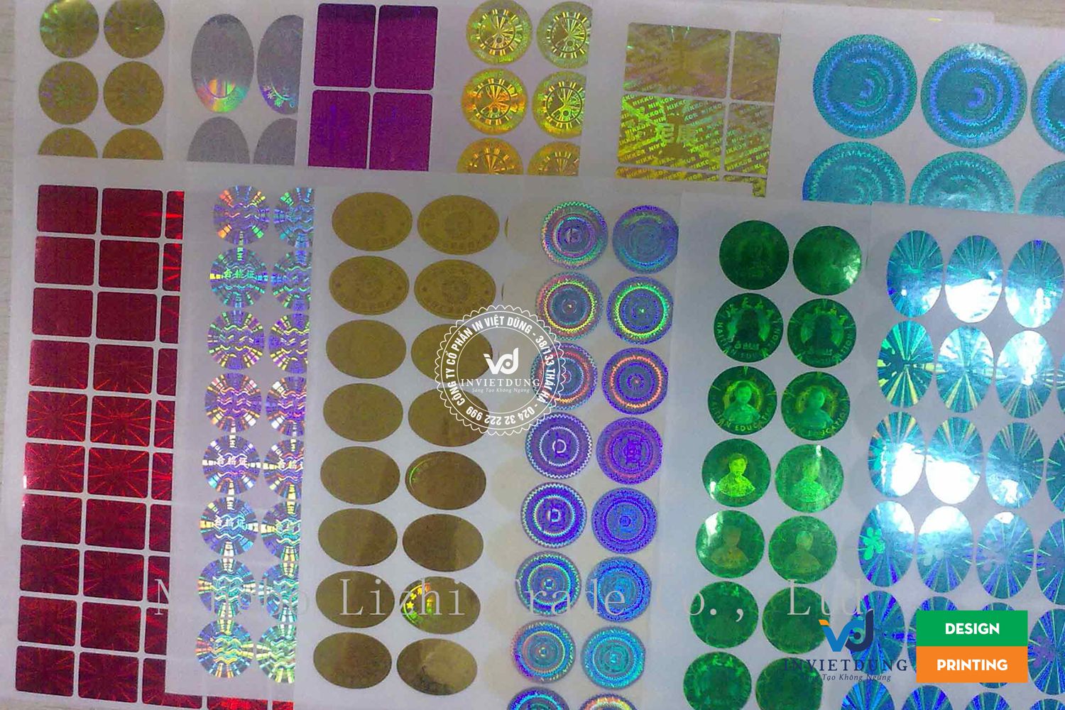 Các loại decal hologram để làm tem 7 màu