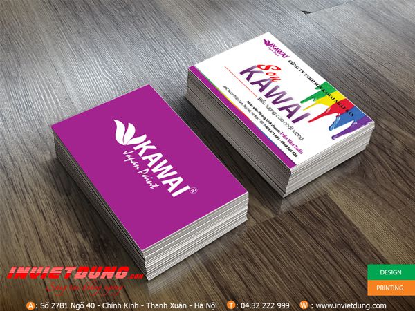 In card visit thiết kế miễn phí cho hãng sơn nước KAWAI