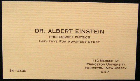Mẫu card visit của Albert Einstein