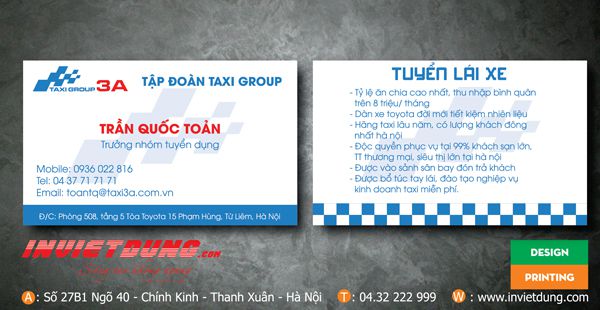 Dowload mẫu card visit Taxi Group