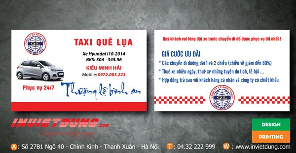 Mẫu card visit taxi Quê Lụa