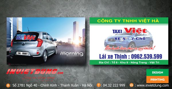 Mẫu card visit taxi Việt Hà