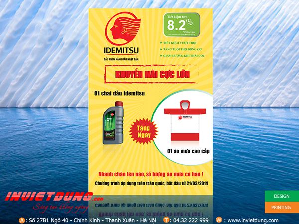 Mẫu áp phích quảng cáo của thương hiệu IDEMITSU do In Việt Dũng thiết kế và in ấn
