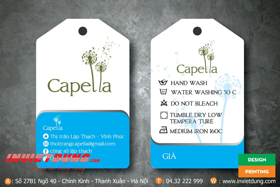 Mẫu thiết kế thẻ bài cho cửa hàng quần áo CAPELLA