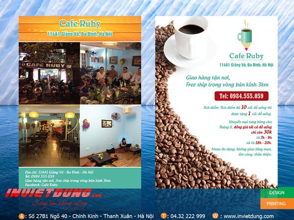 Tờ rơi cafe RUBY, mẫu tờ rơi quảng cáo quán cafe đẹp.