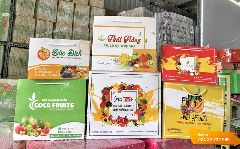 Túi giấy đựng hoa quả sản xuất với số lượng lớn tại xưởng In Việt Dũng