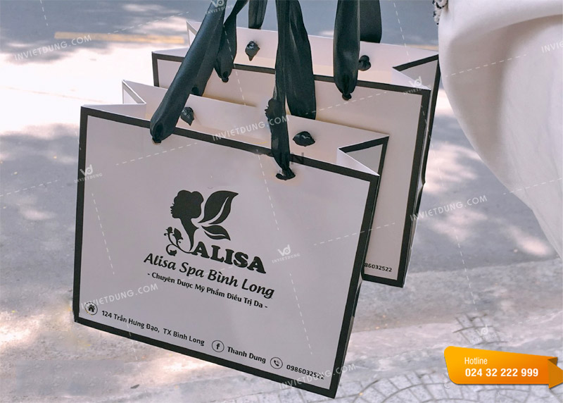 Mẫu túi xách giấy spa cho cửa hàng Alisa